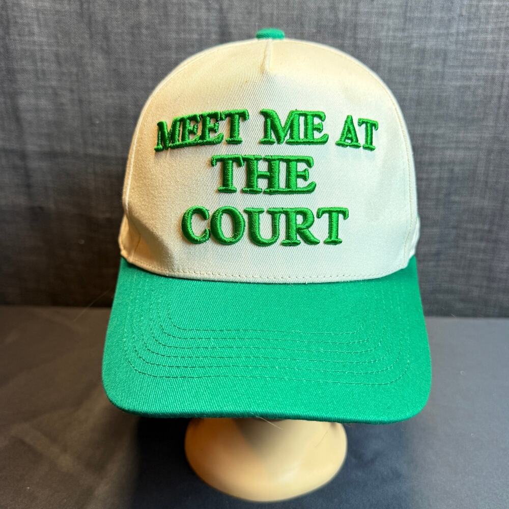 LUXE Pickleball Meet Me At The Court Hat Cream Green Script Snapback Cap